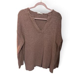 NIA Mocha Raw Edges Sweater
